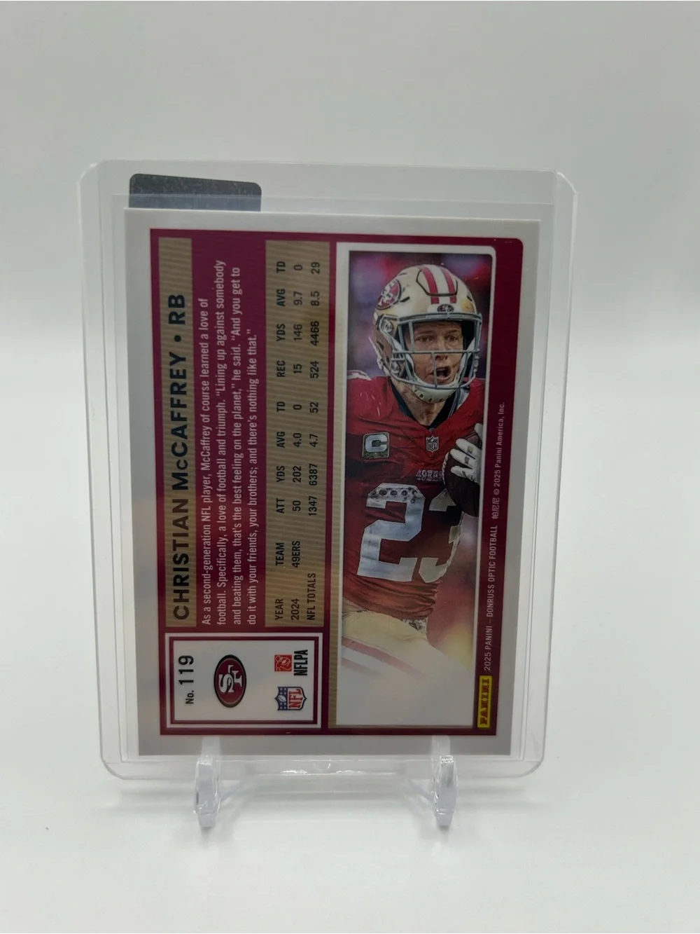 Christian McCaffrey 49ers Football Trading Card 🏈